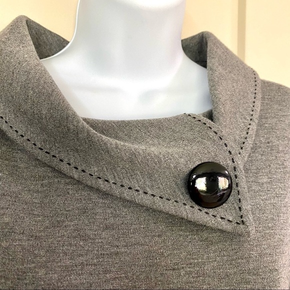 London Style Black Gray Career Sheath Midi Dress 10 - Picture 4 of 13